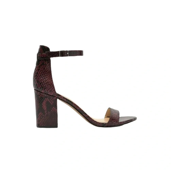 Vince Camuto Beah Snakeskin Burgundy Low Heel Sandals 10 NWT - Picture 2 of 10